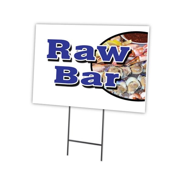 Raw Bar Yard Sign & Stake outdoor plastic coroplast window, C-1216-DS-Raw Bar